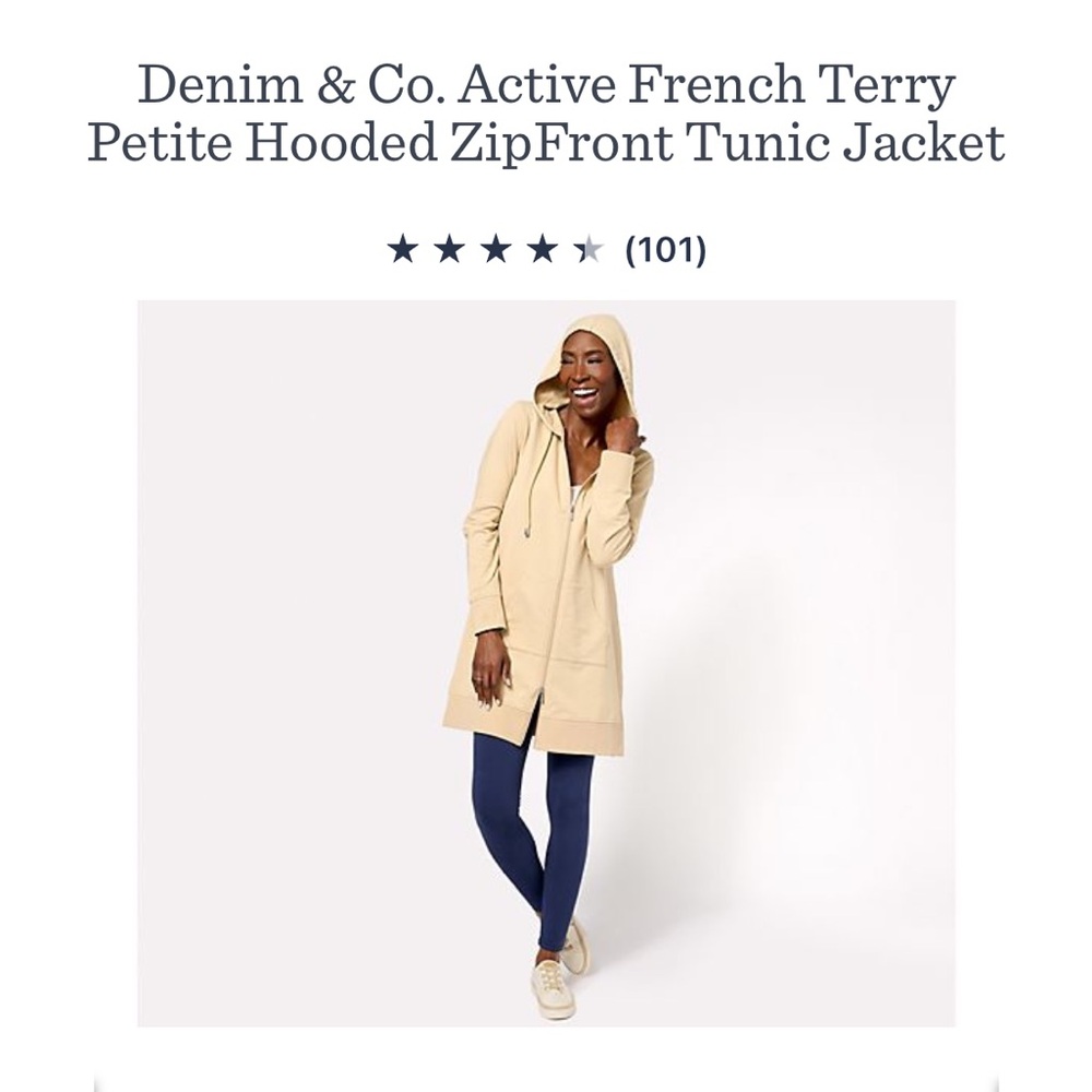 🐷 Denim & Co Active ZipFront Hoodie Tunic Jacket - Picture 13 of 14